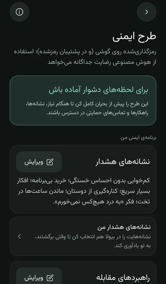 صفحهی طرح ایمنی شخصی